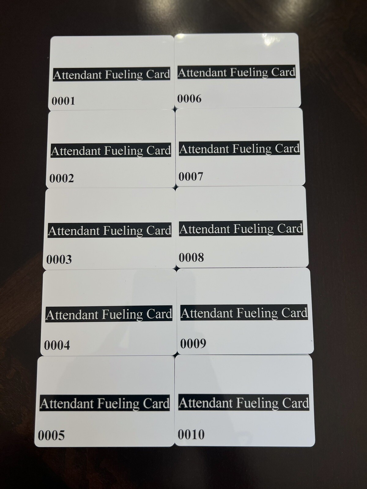 Attendant Card, Fueling Cards, Verifone – Pack of 10 Cards