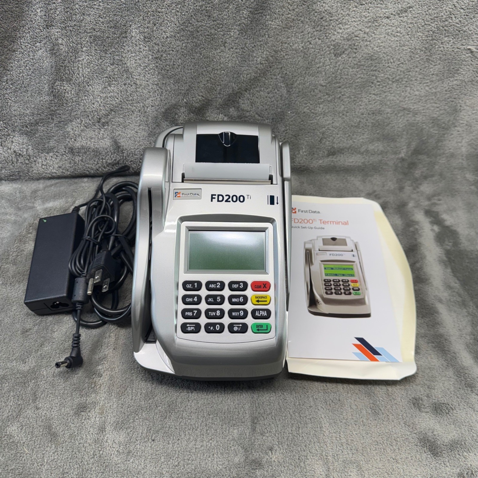 First Data FD200Ti Credit Card Terminal POS System with Power Adapter & Manual