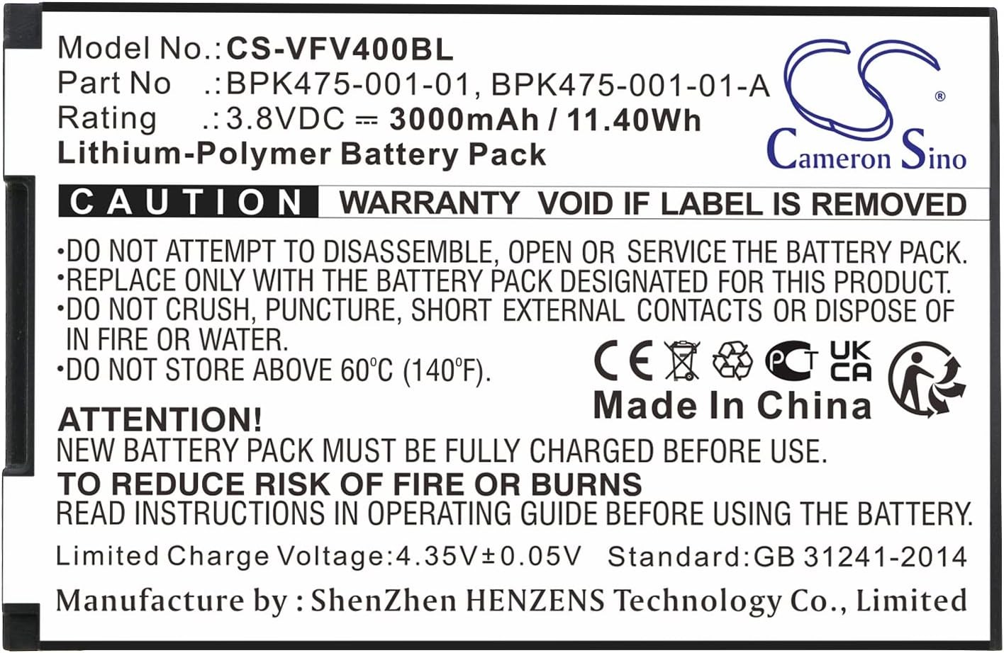 Replacement Battery Fit for Verifone M435 003 04 NAA S V400M V400M Plus 4G