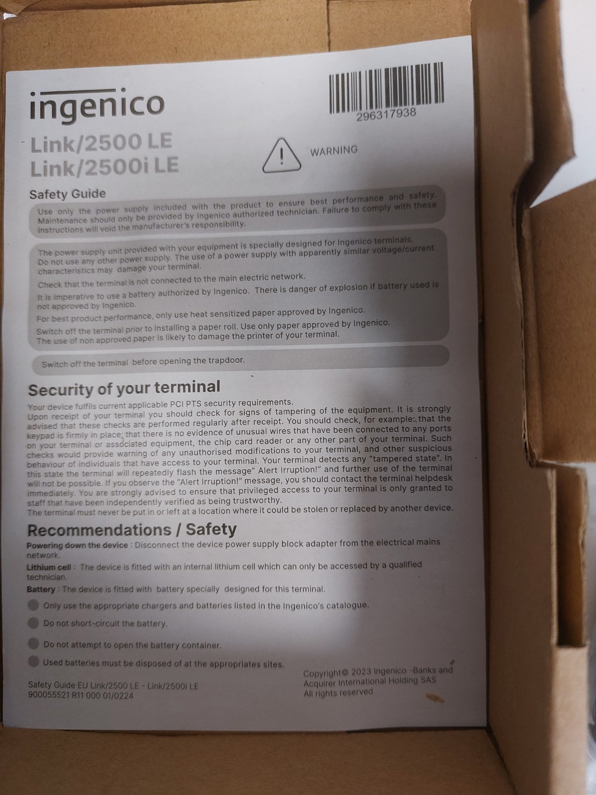 NEW In Box Ingenico Link 2500 Payment Processor Terminal POS