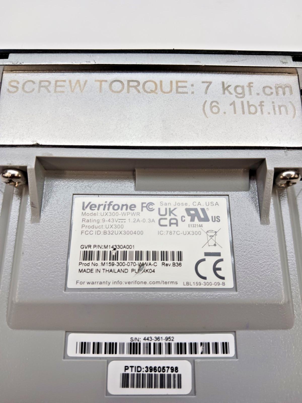 Verifone UX300-WPWR Credit Card Reader