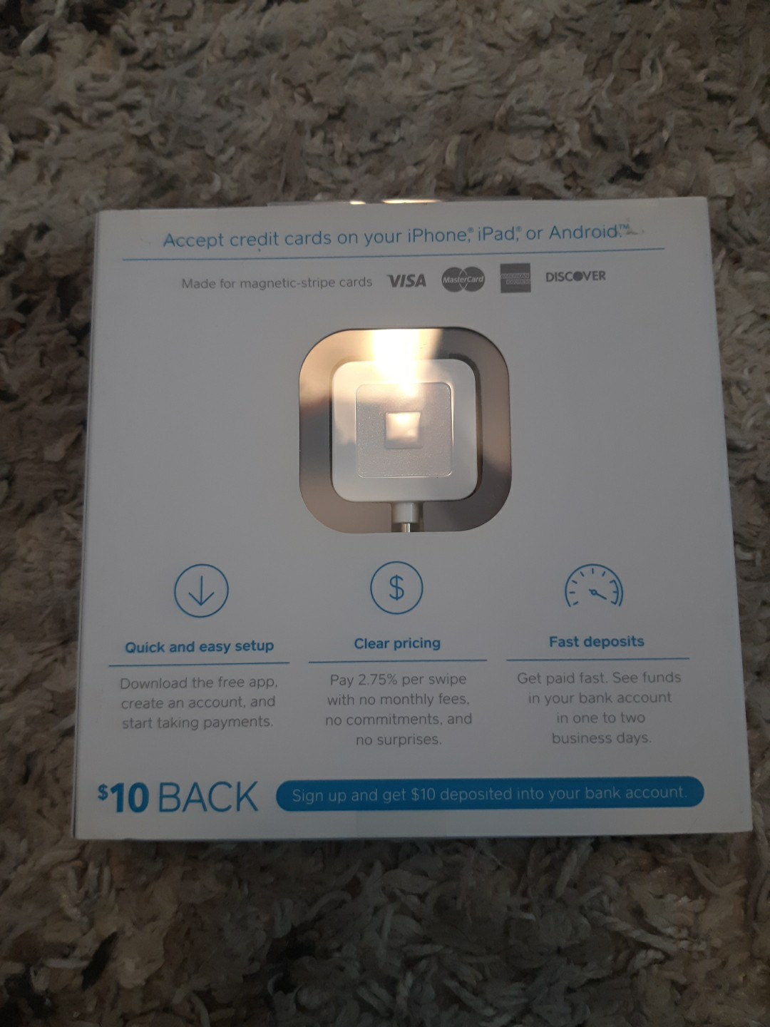Square A-PKG-0206-01 Credit Debit Card Reader-White for Apple iPhone and Android