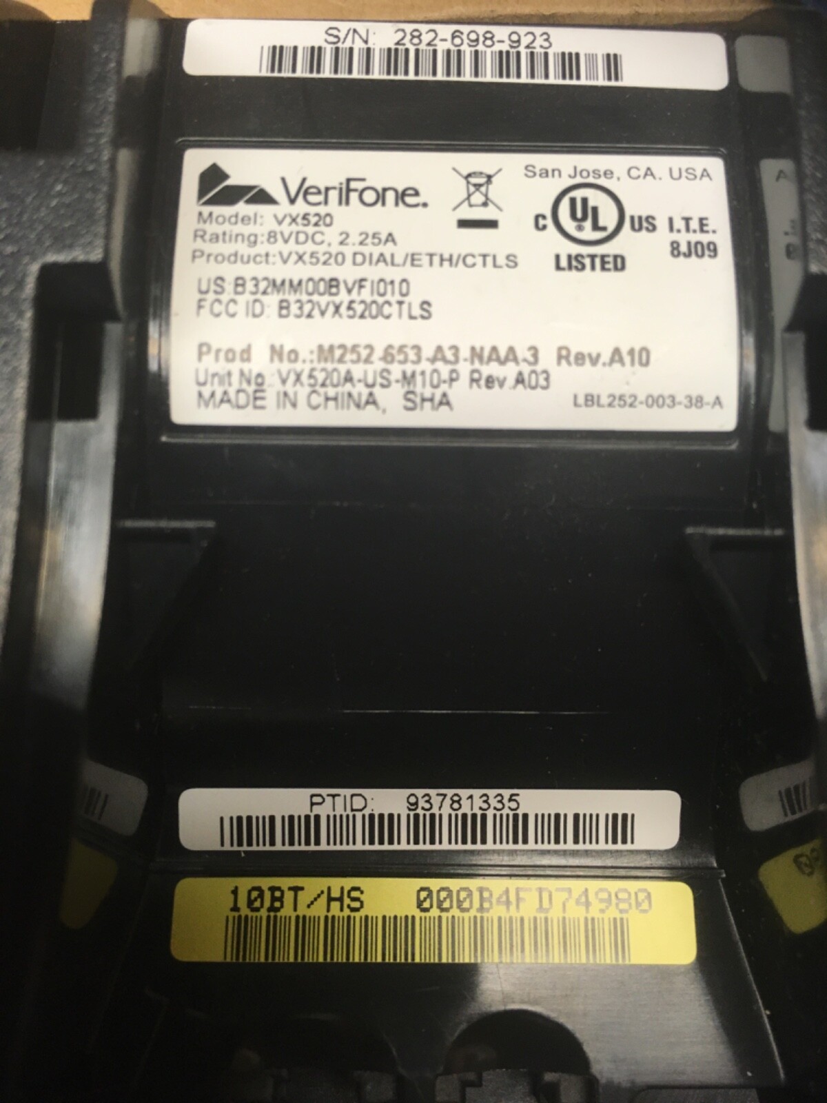 VeriFone Vx520 EMV IP Dial / CTLS – used Verifone Omni 3750 & 3300 CC Terminal