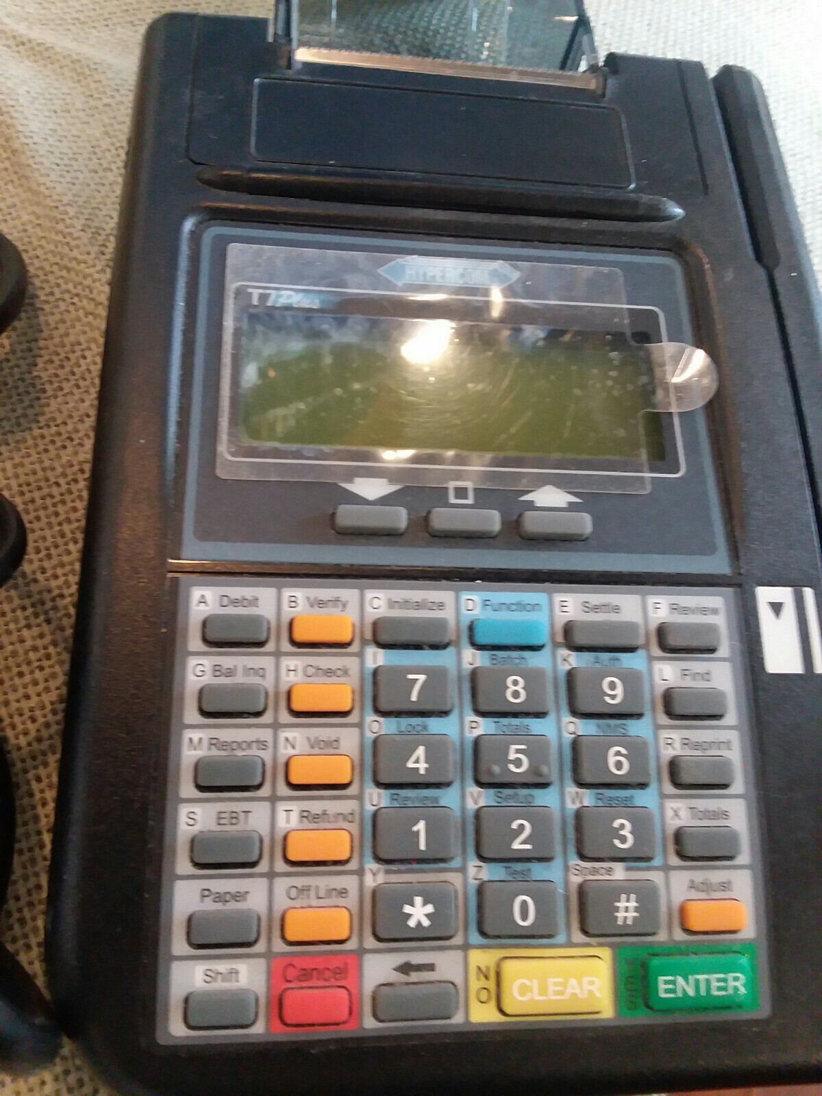 Hypercom T7Plus T 7 Plus Credit Card Terminal Machine & Power Supply Preowned