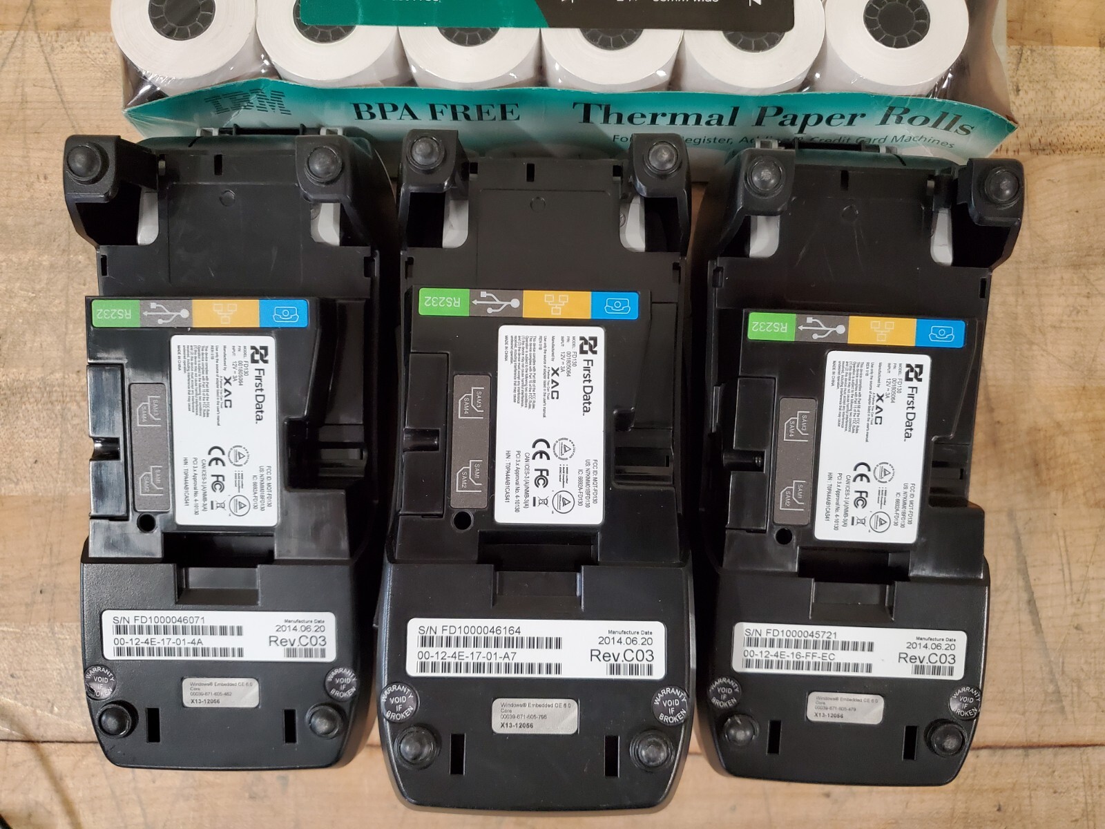 First Data FD130 EMV Credit Card Terminals With IBM 24 Pack Paper Rolls – READ!