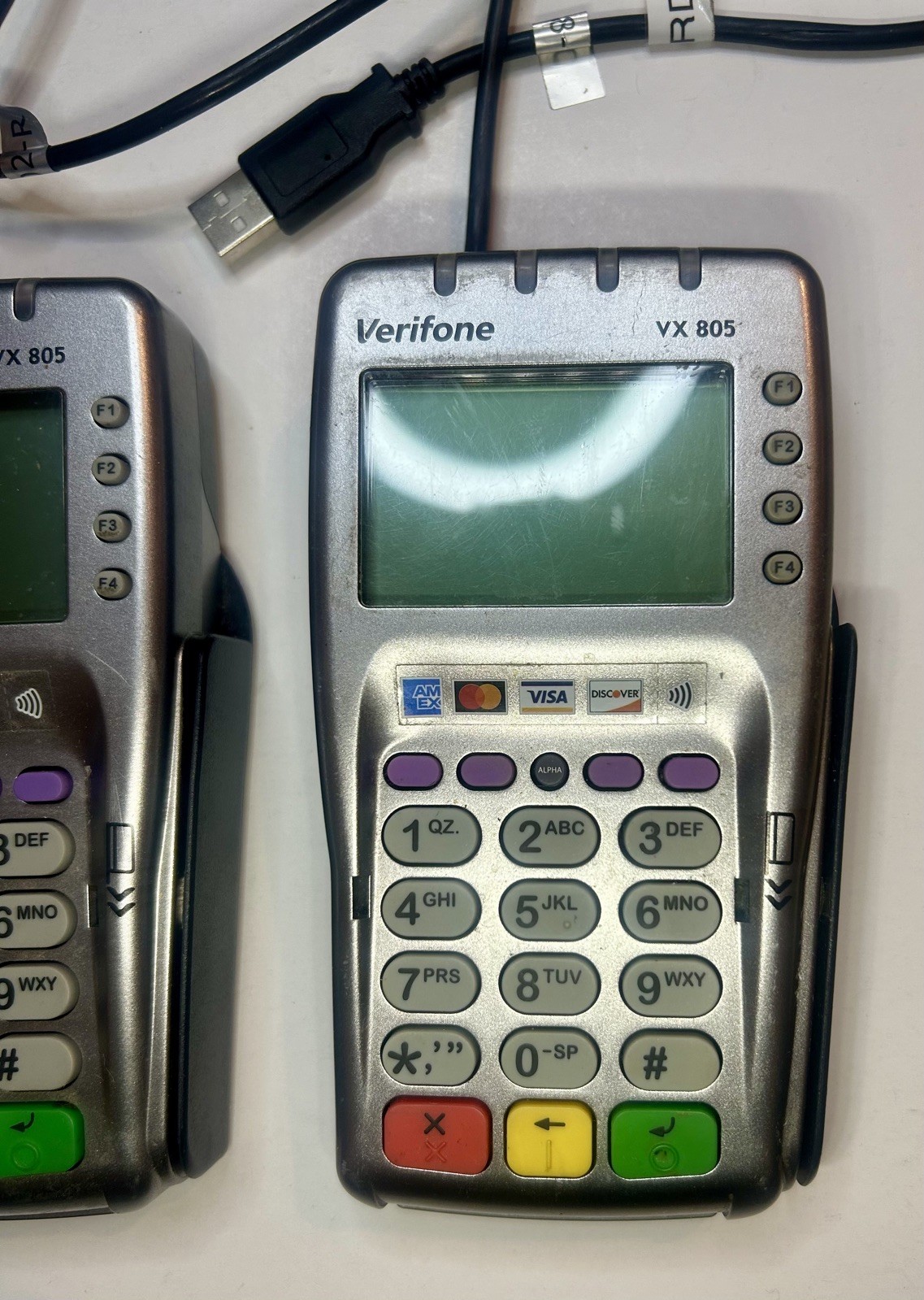 2 VeriFone VX805 PIN Pad with EMV Chip Reader Credit Card Machine Works – AS IS