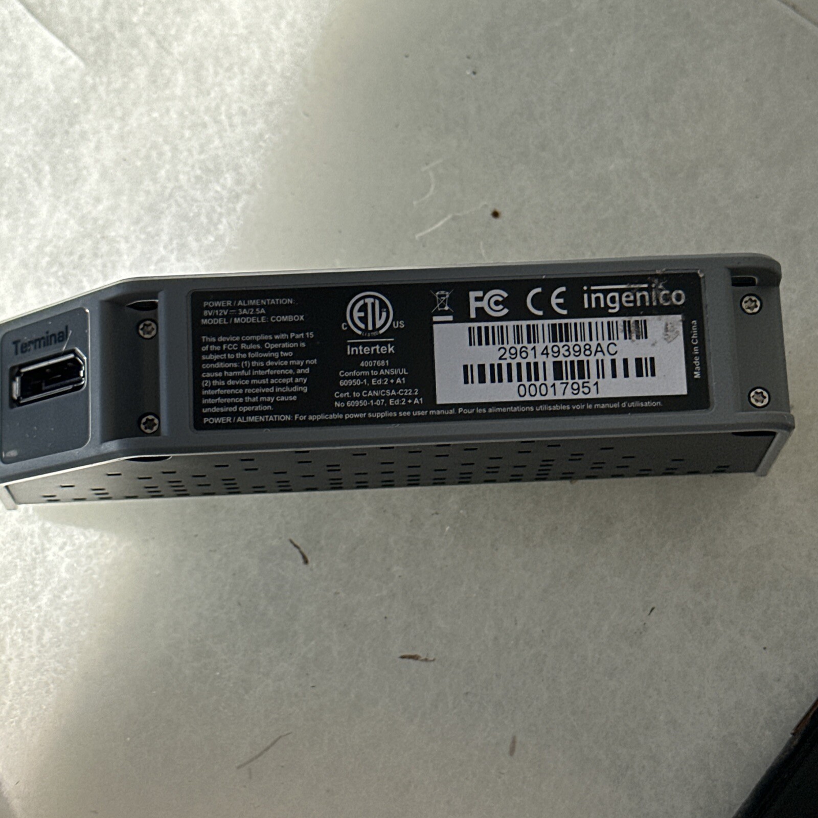 Ingenico ComBox POS Terminal Device 296149398AC