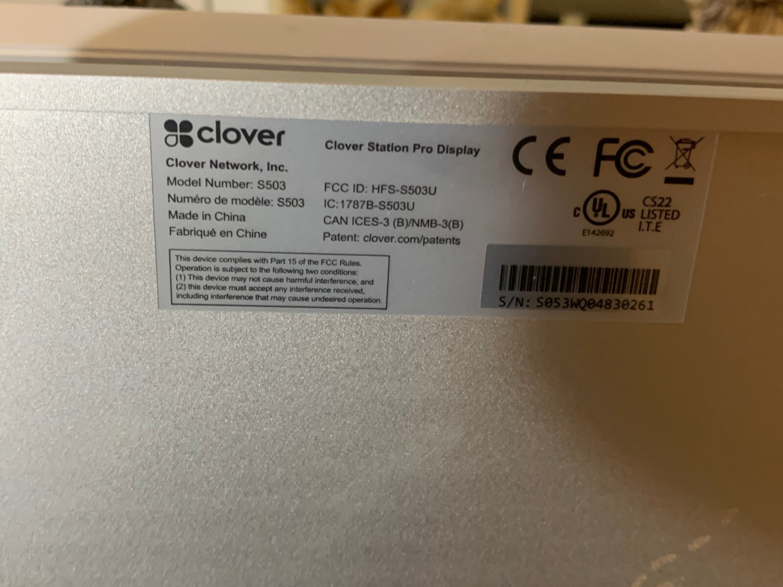 Clover Station Pro c503 with Pro Terminal (used 3 months)