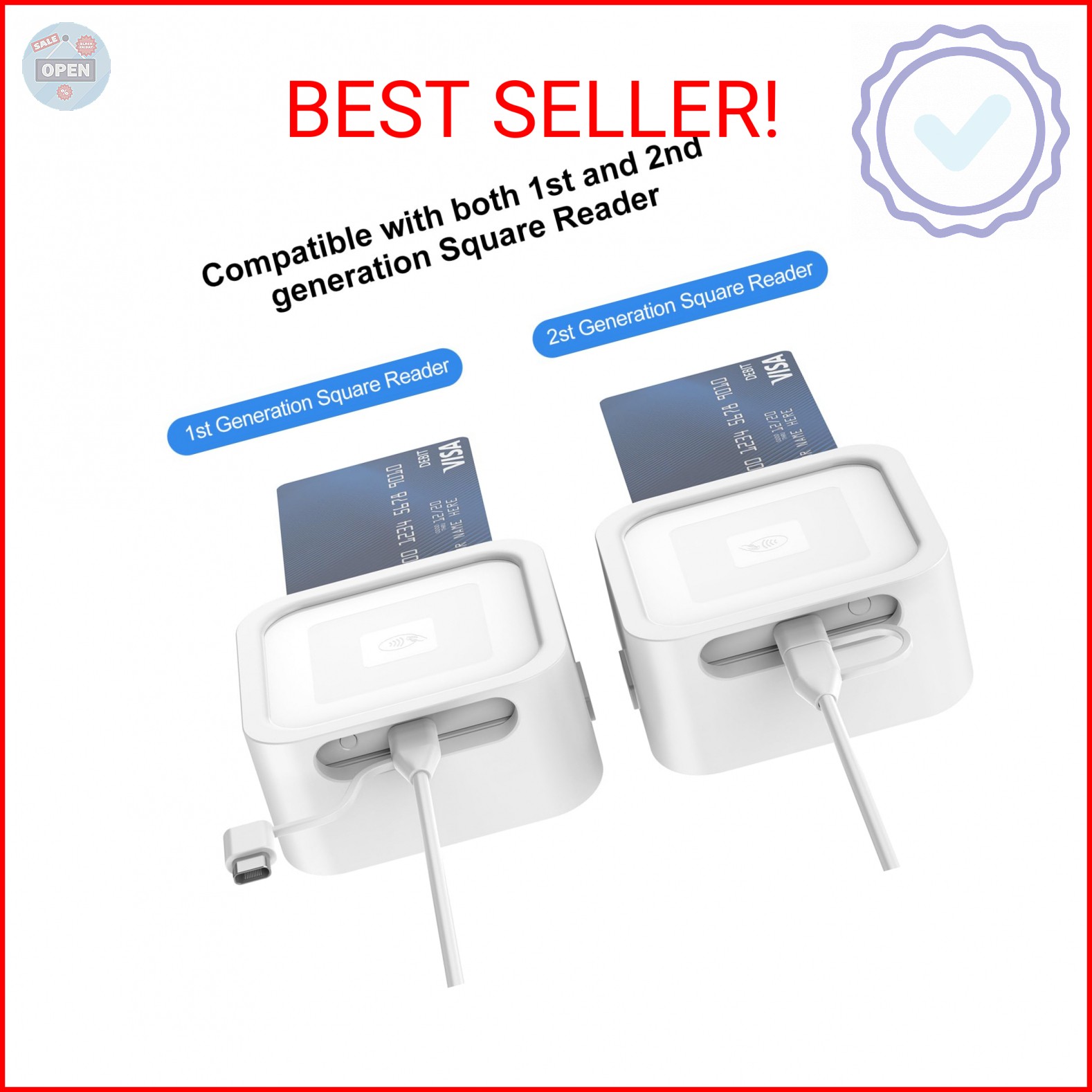 Rounkin Credit Card Dock for Square Reader 1st and 2nd,Beautiful and Compact Cas