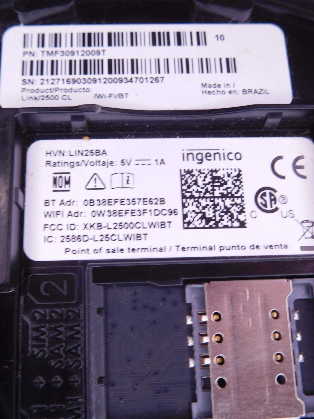 (2) Ingenico Link /2500 Wireless Card Reader (AS IS) (090524)