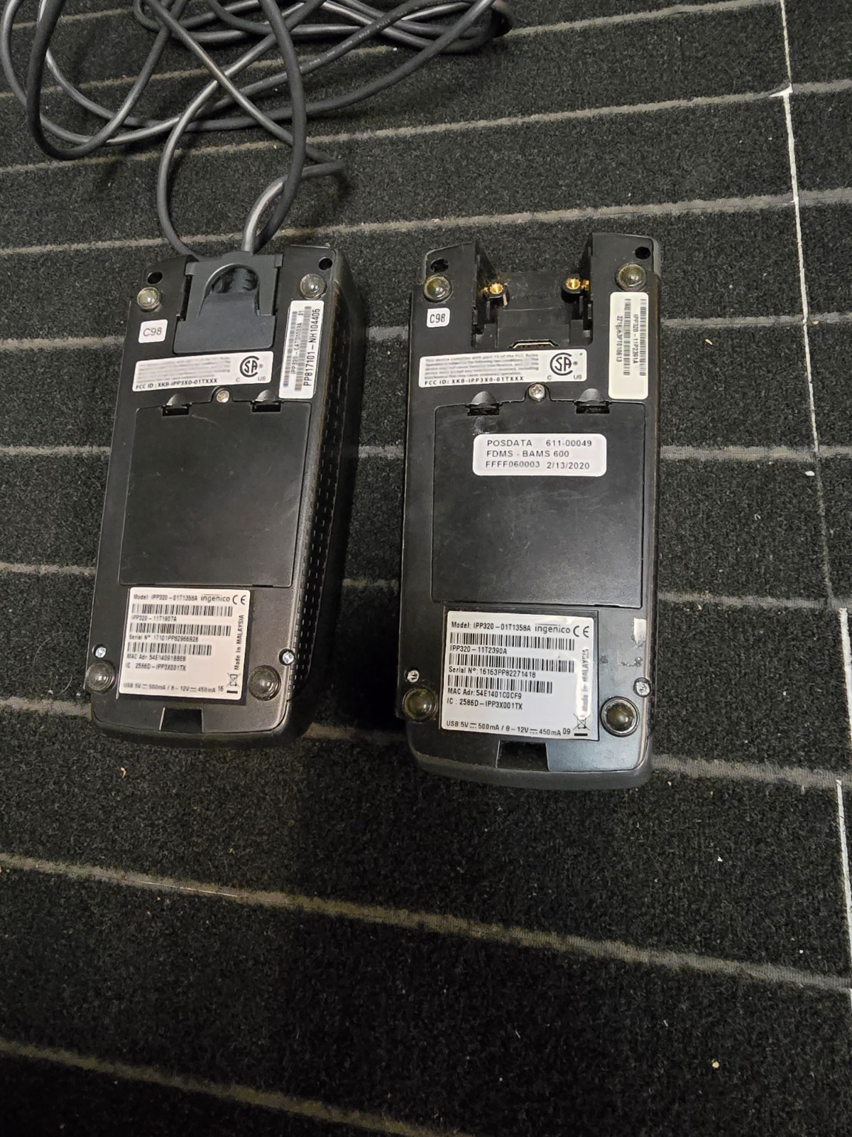 Lot of 2 Ingenico iPP320 openedge Credit Debit Card Reader POS IPP320-01T1358A