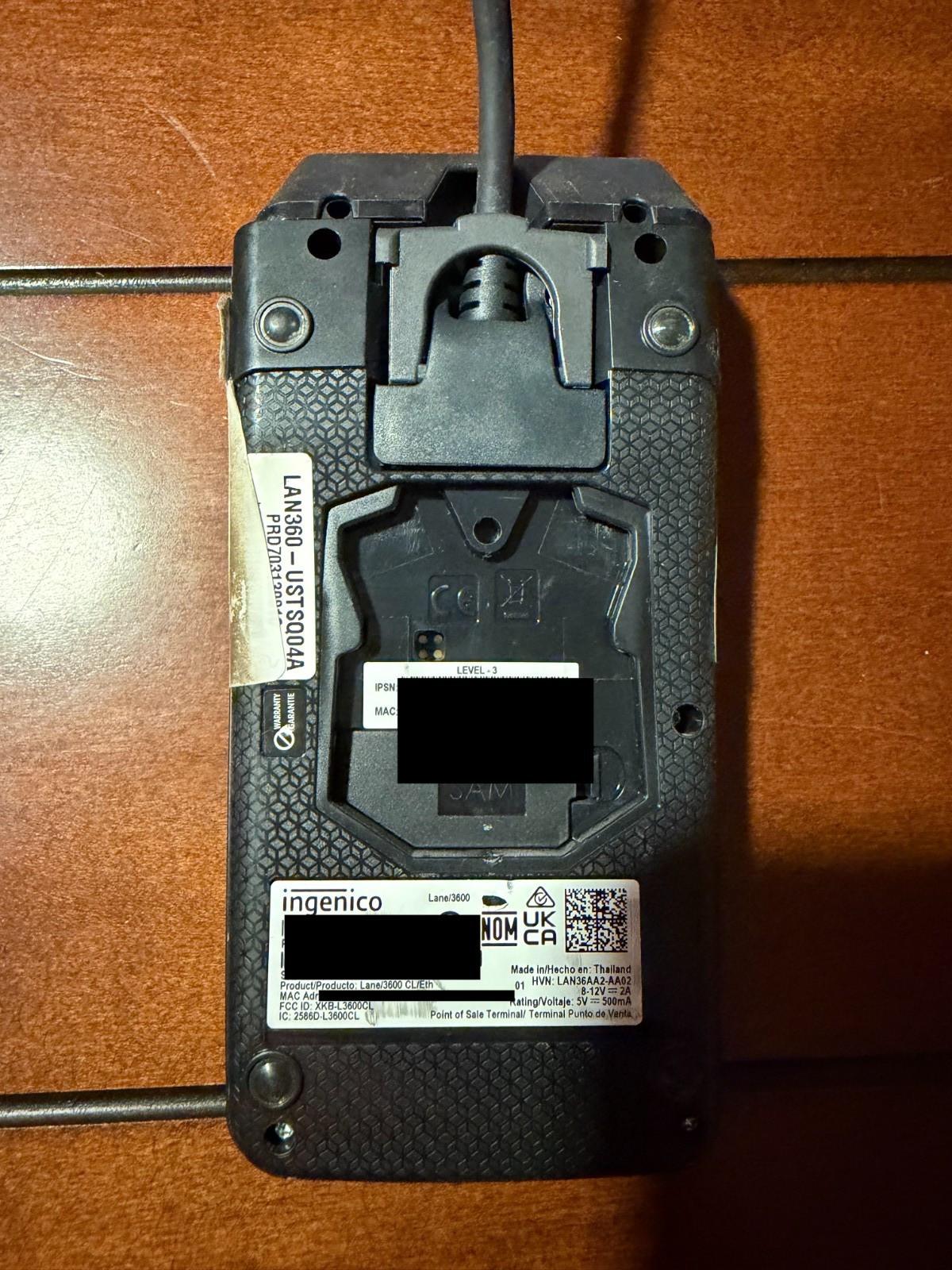 INGENICO LANE/3600 TRD70313356C POINT OF SALE TERMINAL WITH ACCESSORY CABLE