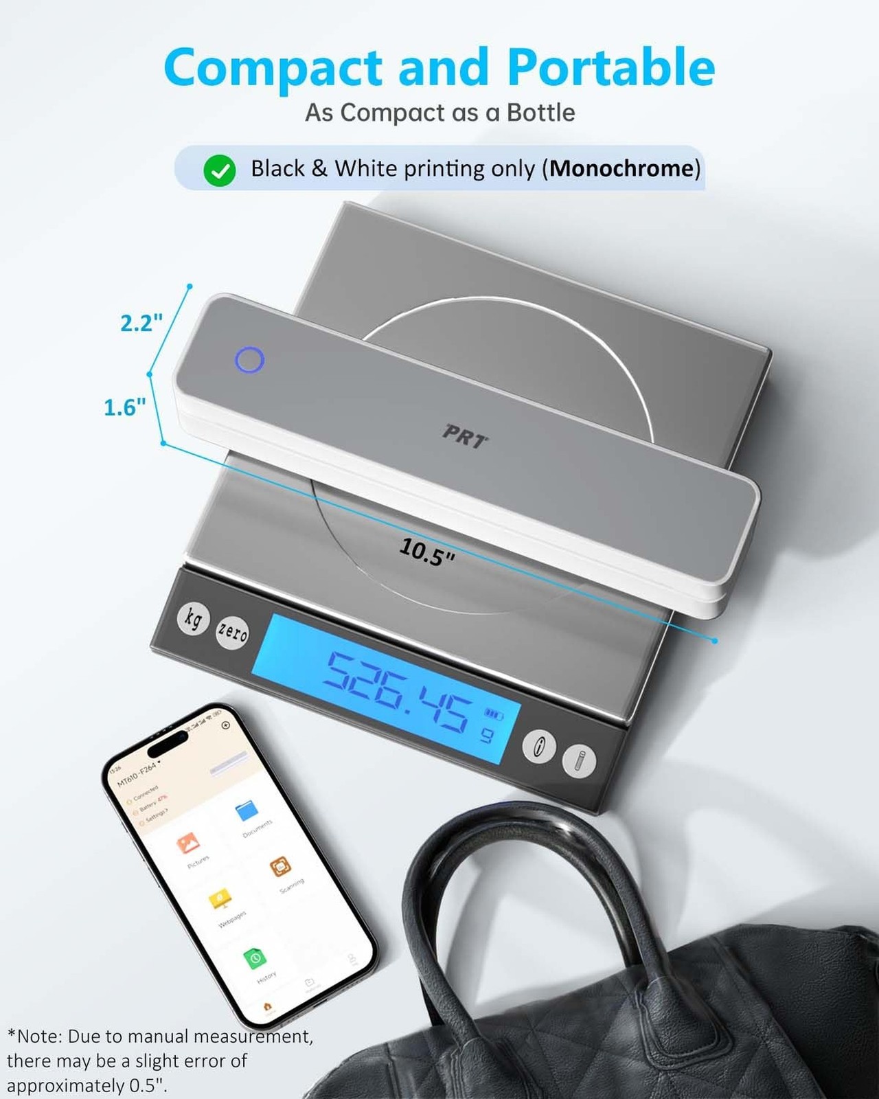 PRT Inkless Portable Printer for Travel, Wireless Thermal Printer Support 8.5…