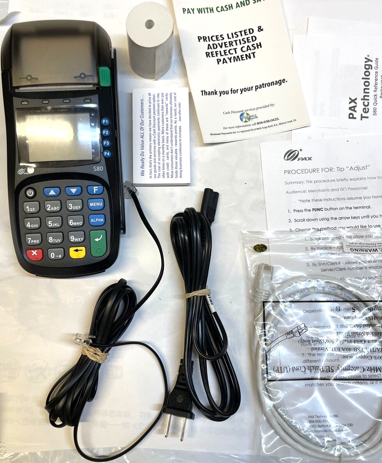 PAX S80 POS Credit Card Terminal Plus Accessories, NO Power Supply, (Missing)
