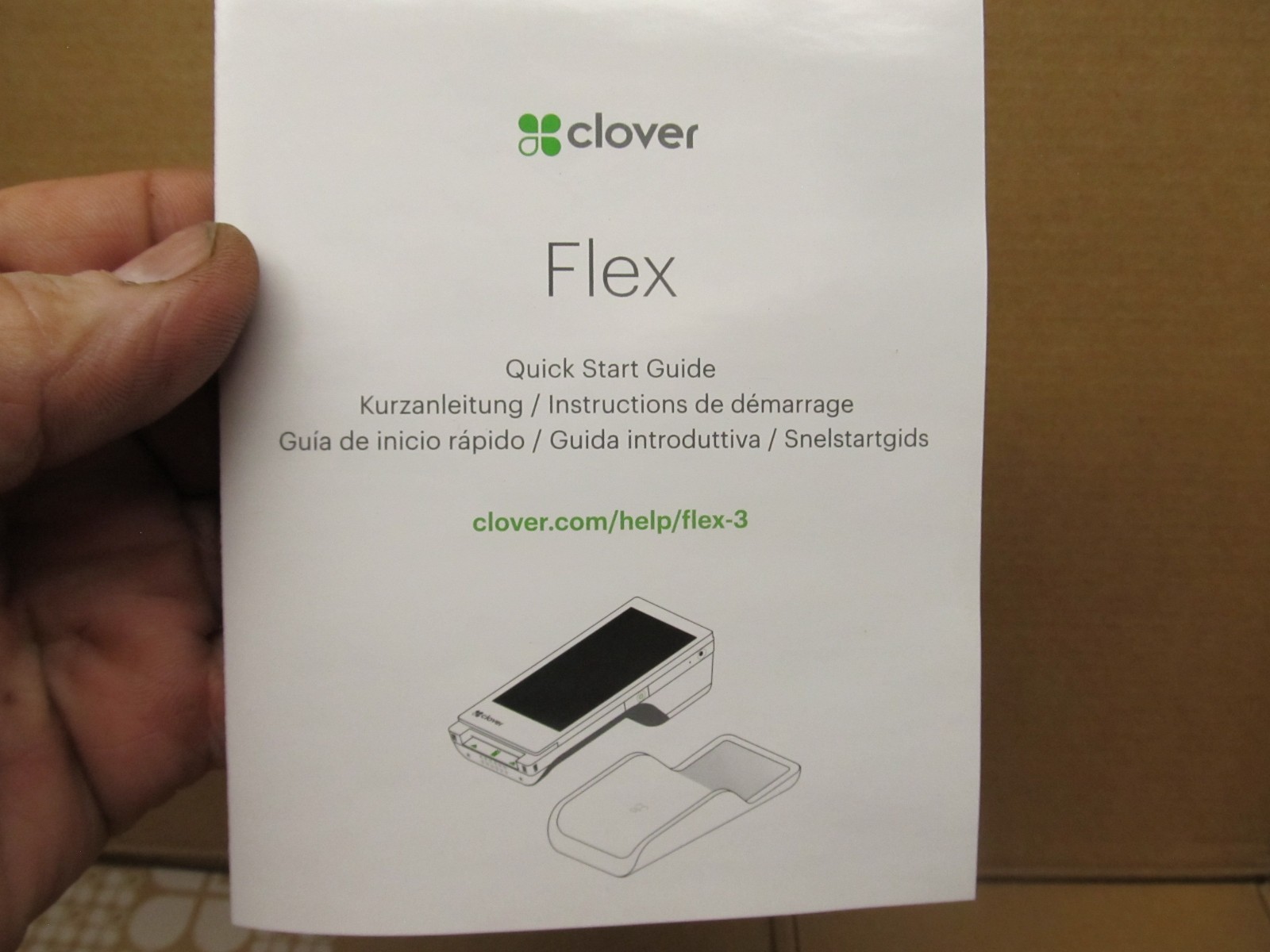 Clover Flex 3 Handheld POS System C405 + Wireless Cradle K405 + Charger Adapter