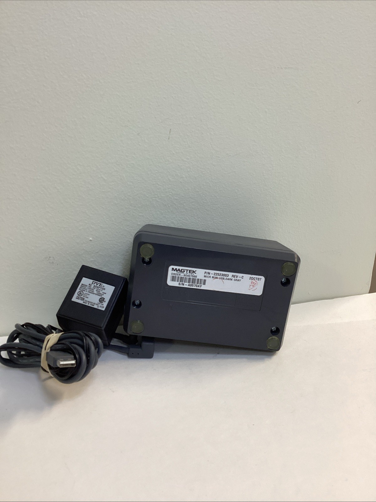MAGTEK MICR MINI RS232 XT/PS2 Check Reader w/AC Adapter P/N 22522003
