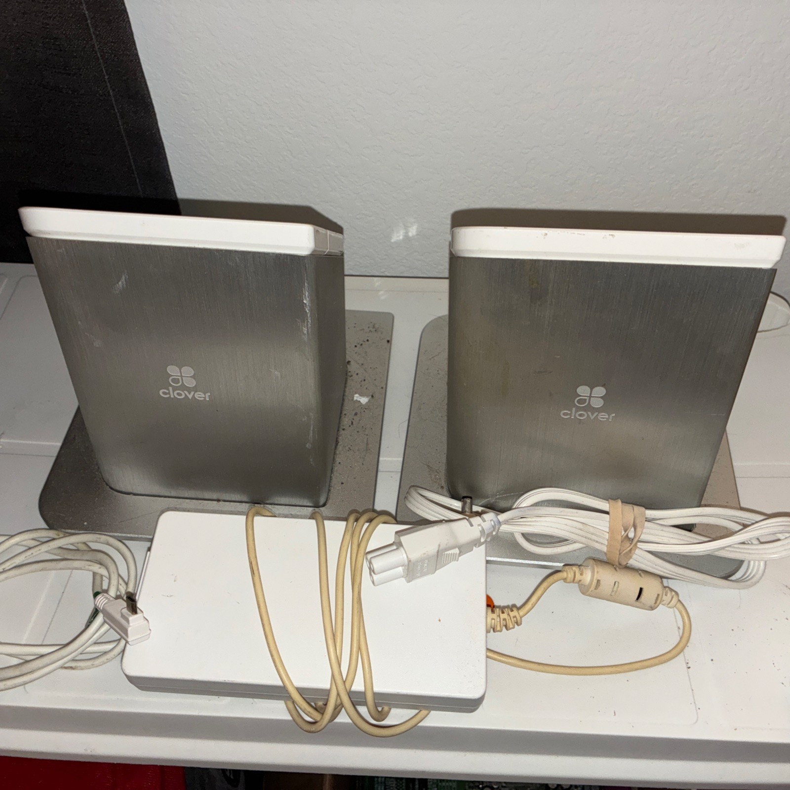 Set Of Clover P100 Clover Station 1.0 Receipt POS Printers And Some Cables