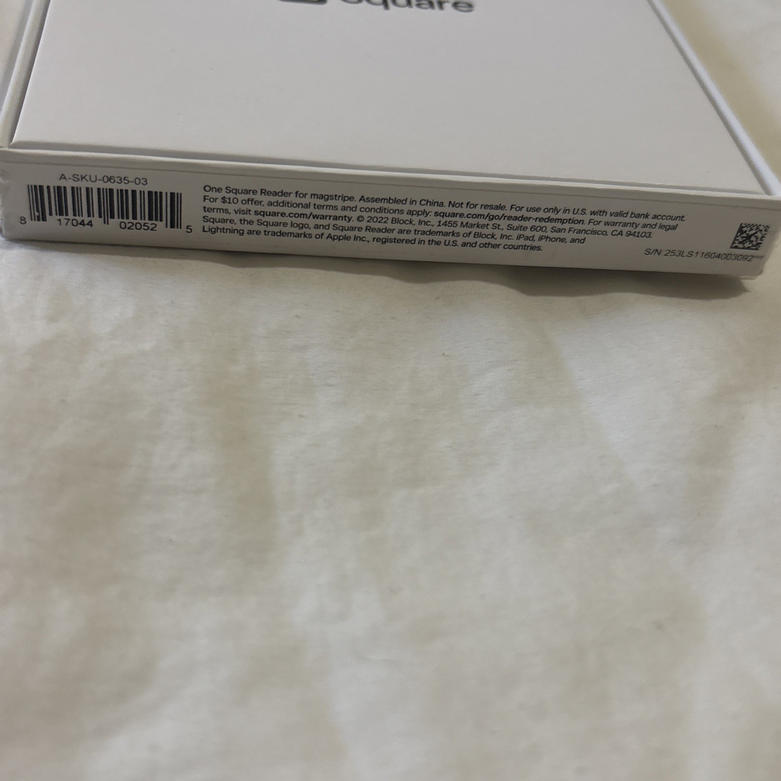 Square® Credit Card Reader for Magstripe, iPhone iPad Lightning Connector NIB