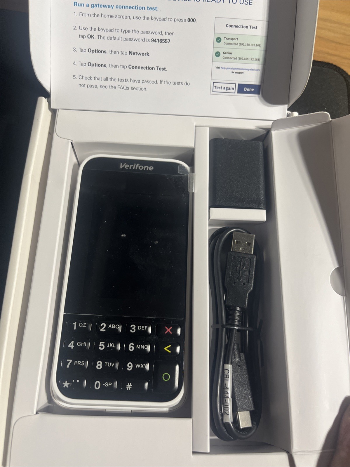New Verifone E285 M087-500-14-WWA Mobile Payment Device Wi-Fi/BT 512MB
