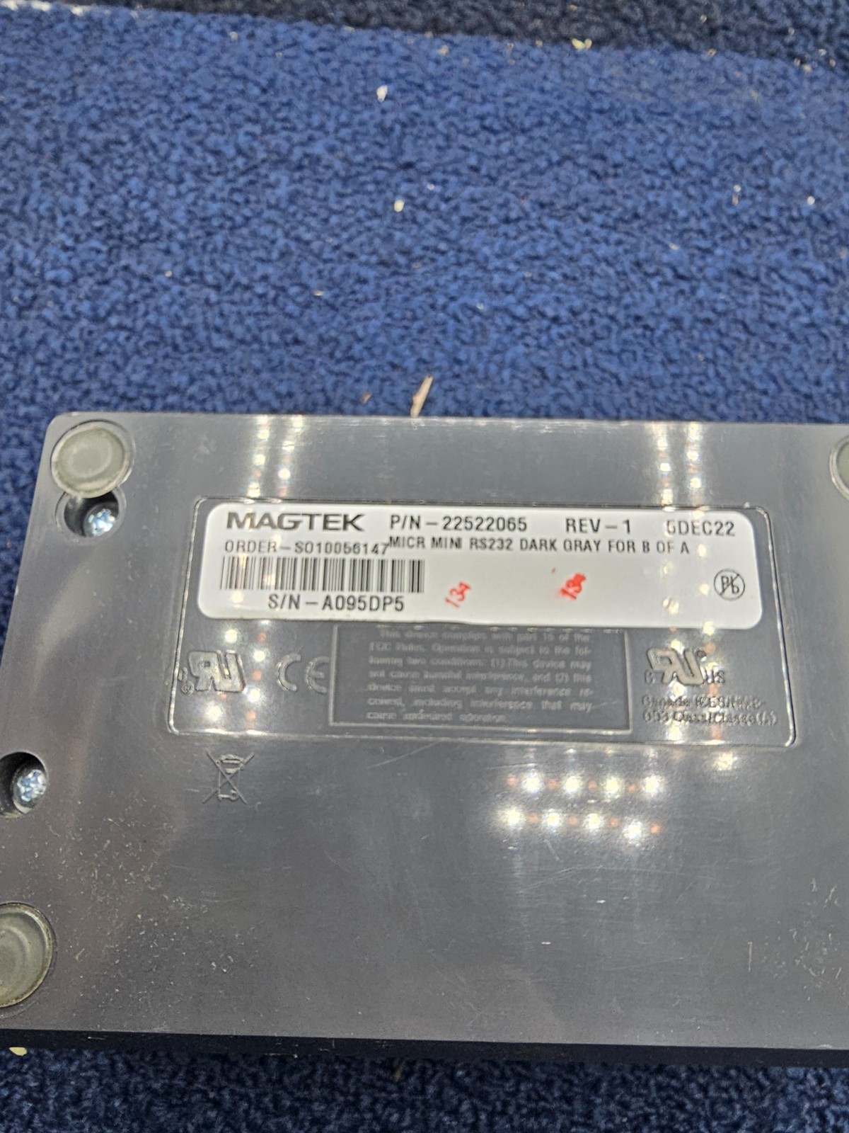 Magtek 22522065: Micr Mini RS232 Check Reader (No Power Cord)