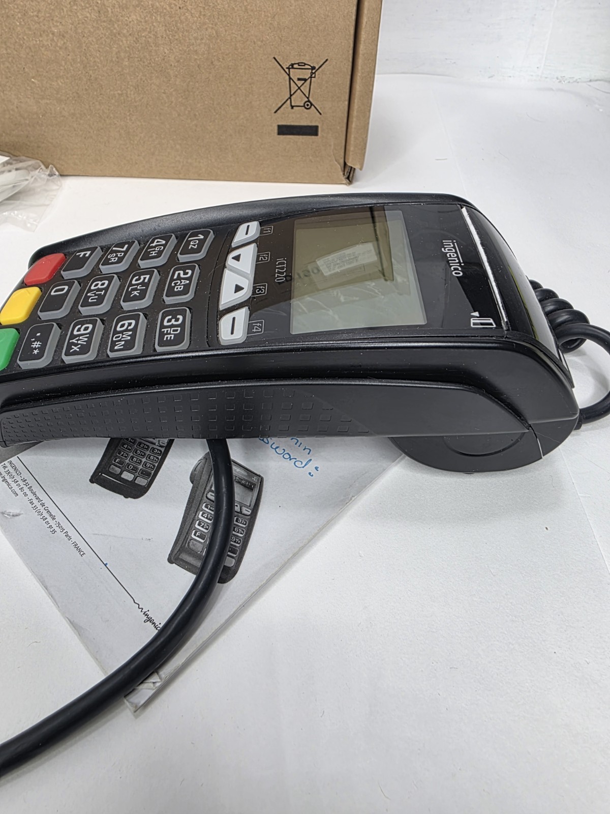 Ingenico ICT220 Credit Card Terminal w/ EMV Chip Reader & OEM Power Adapter