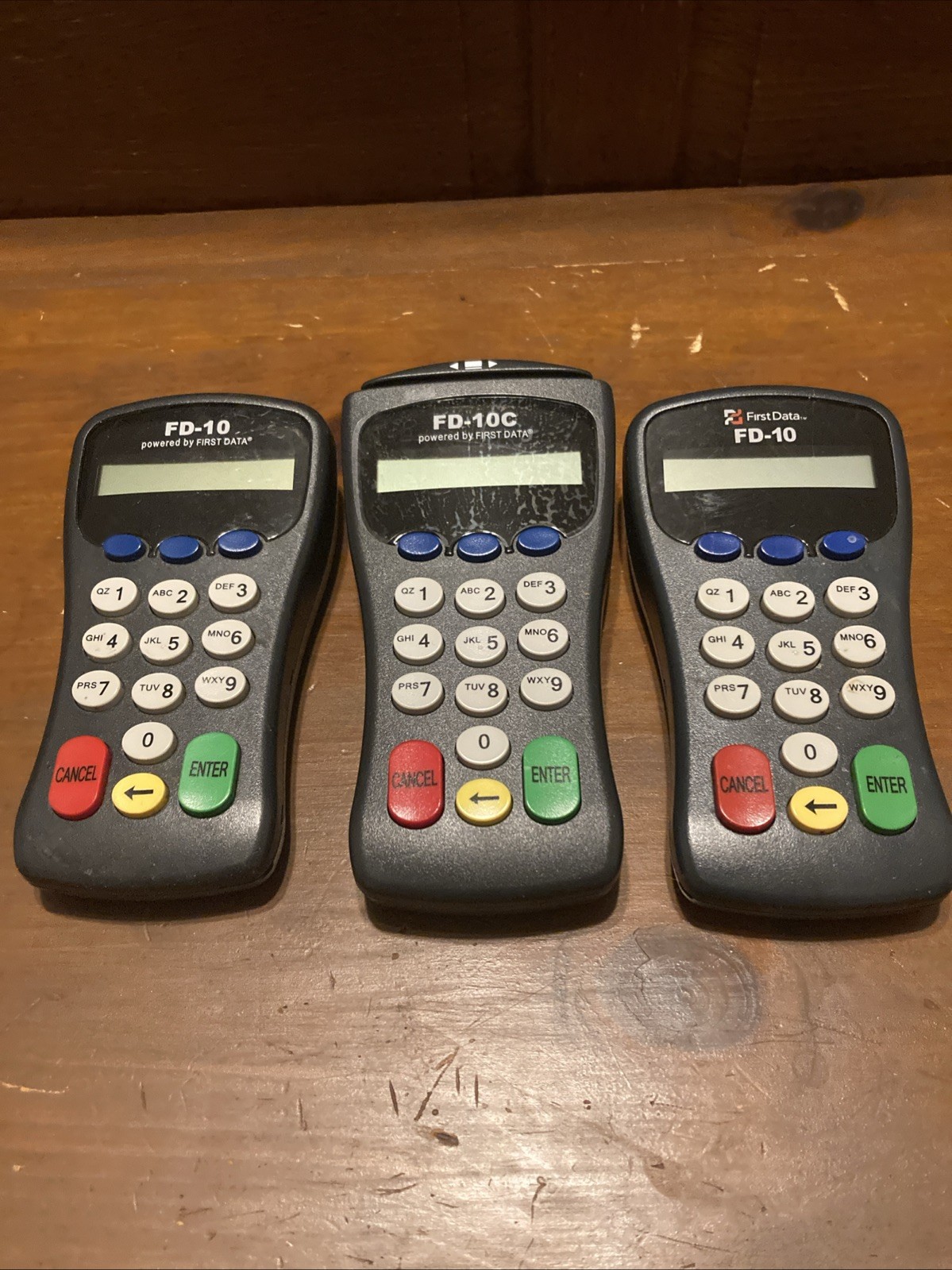 Lot of 2 First Data FD-10 and 1 FD-10C Credit Debit Input Untested Parts Only