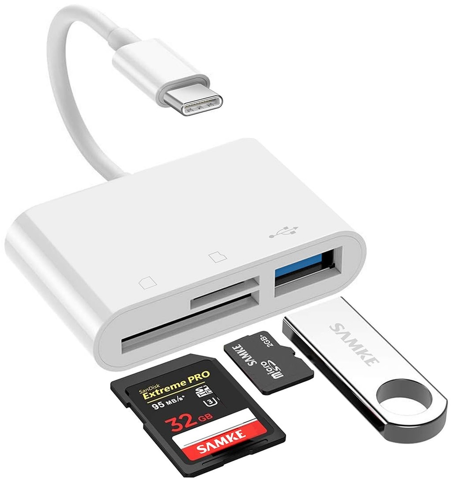 USB C SD/TF Card Reader – 3 in 1 Type C to TF/SD/USB Disk Reader Adapter | Ty…