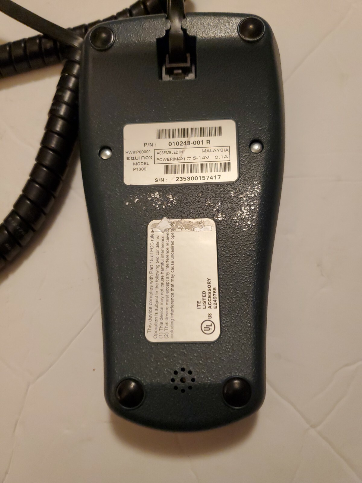 Equinox Pin Pad P1300 With Cable Dark Gray no other accessories included