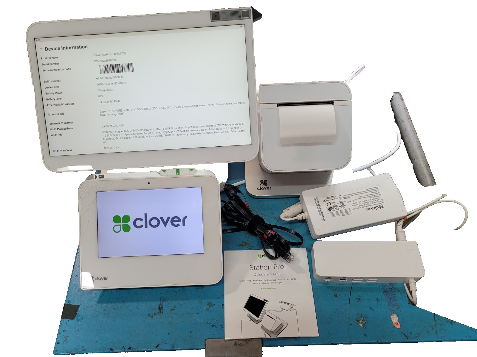 Clover Station Pro w/Display-S503 Terminal-C503 Printer-P501 Hub-H500 (Unlocked)
