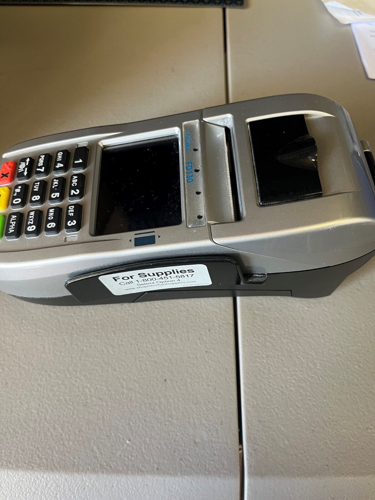 FIRST DATA FD130 Credit Card Reader w/Printer, Paper Roll & AC Adapter