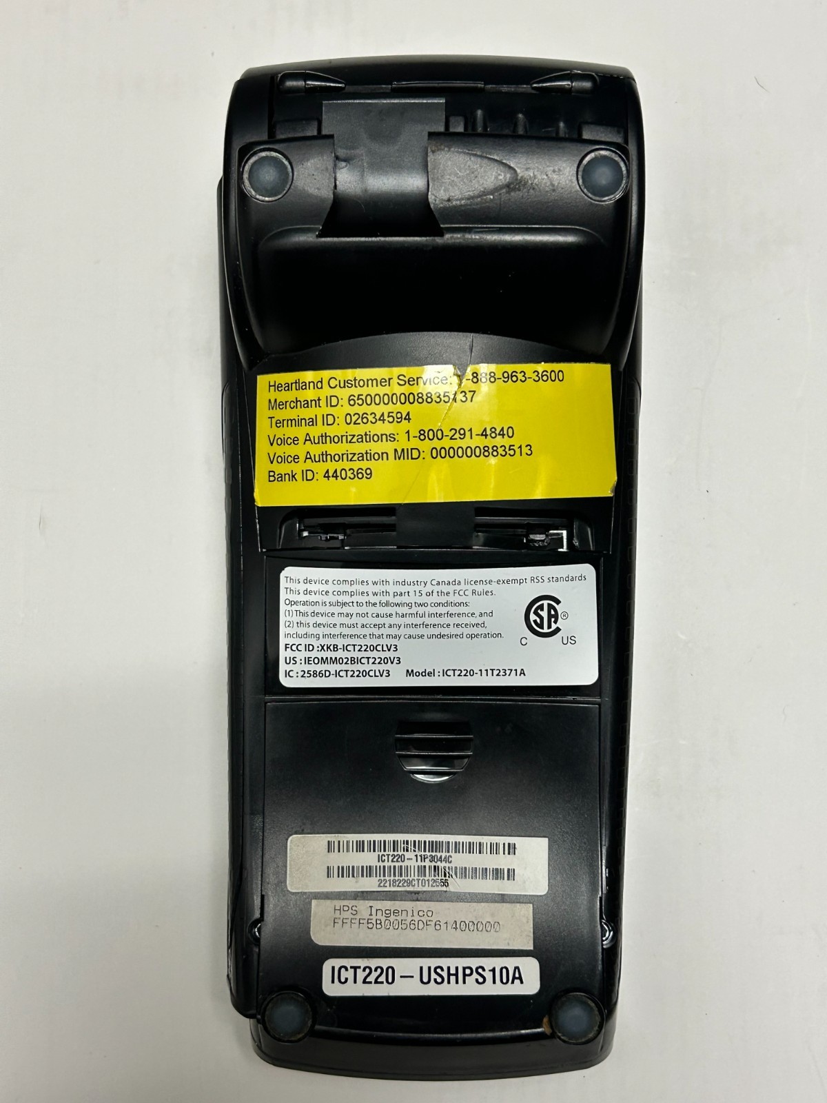 Ingenico iCT220 Credit Card Terminal w/ Power Supply