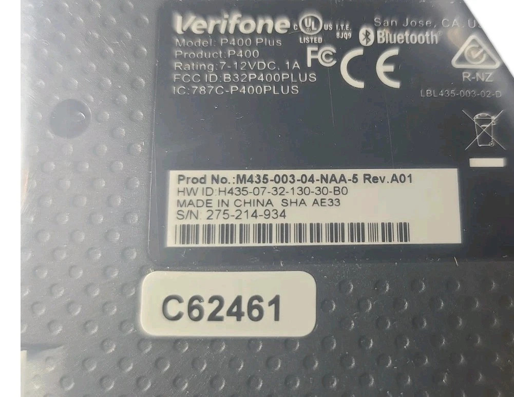 VERIFONE P400 PLUS/ P400 DMSR New REPLACEMENT ONLY DEVICE.