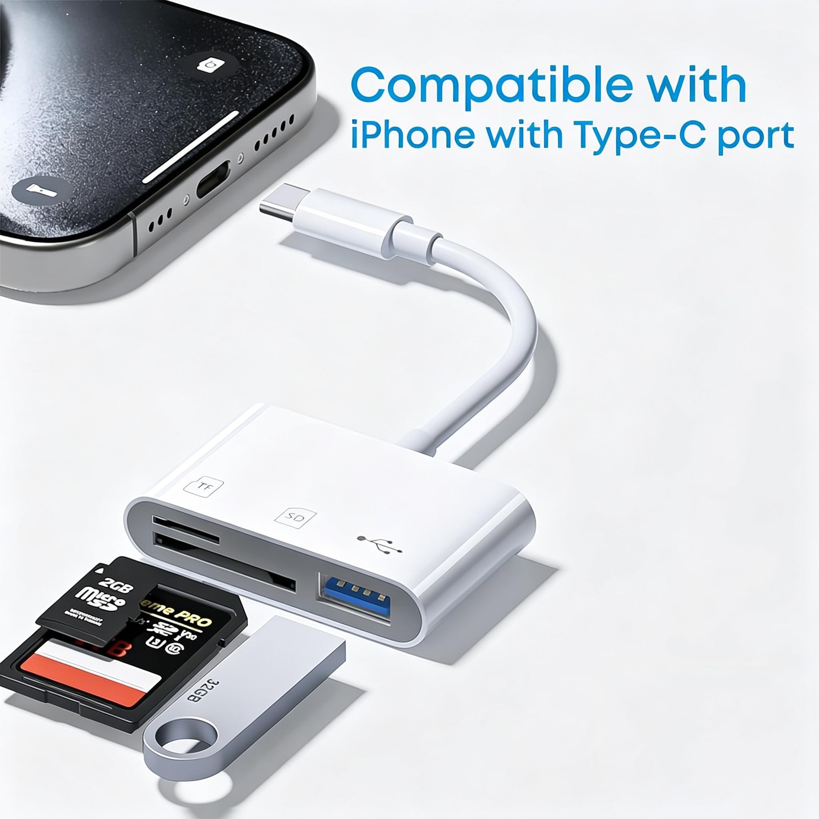 USB C SD/TF Card Reader – 3 in 1 Type C to TF/SD/USB Disk Reader Adapter | Ty…