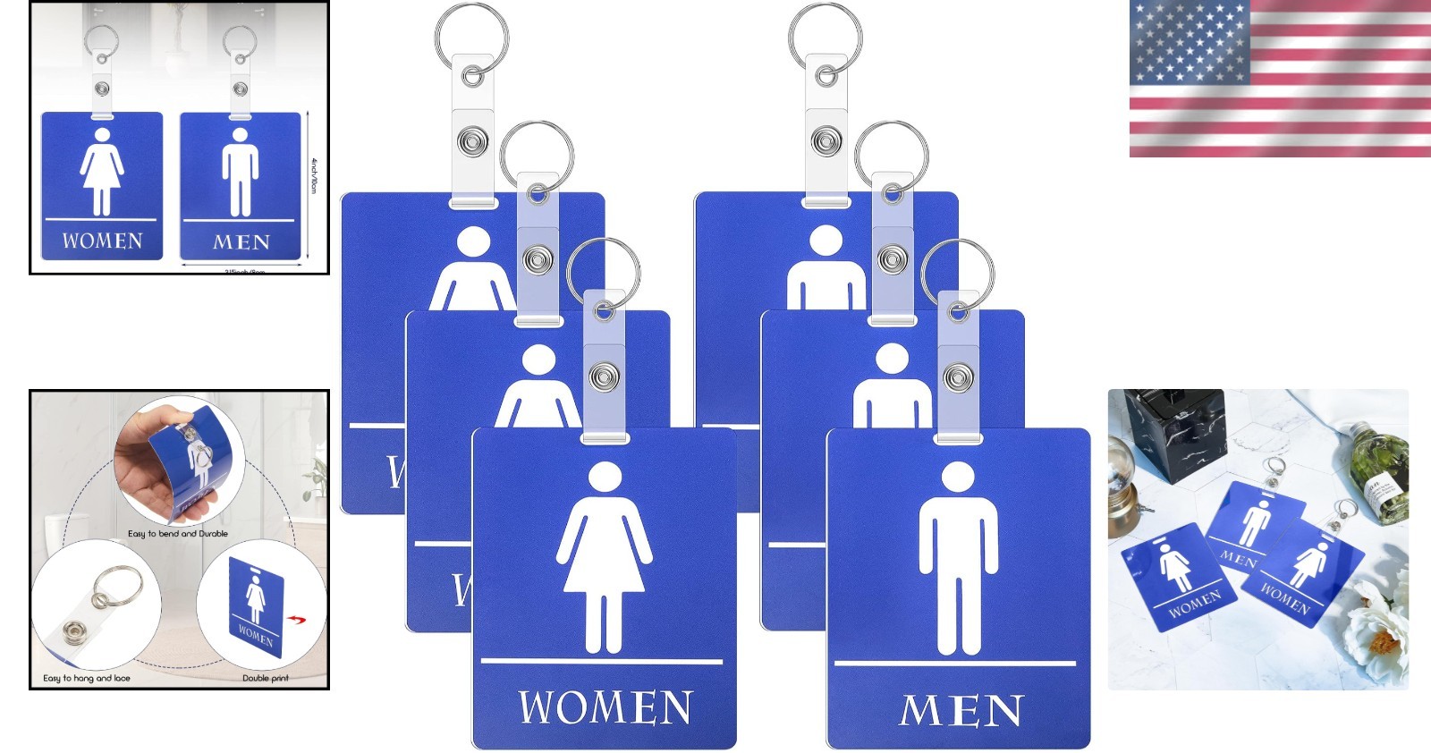 Compact 6 Pcs Restroom Pass Keychains – Versatile Bathroom Tags for Any Setting