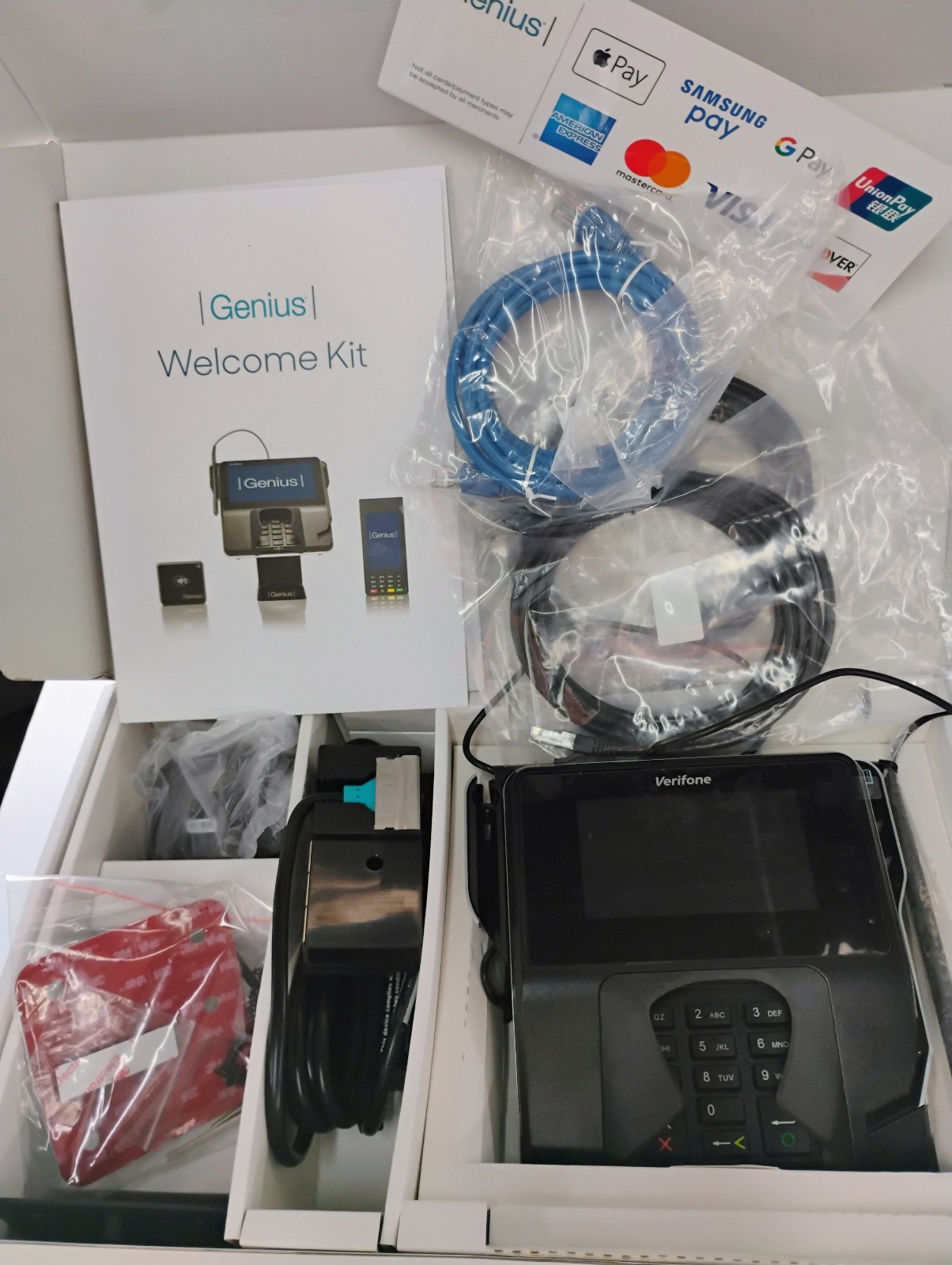 Verifone MX 915 Pin Pad Payment Terminal Cayan Genius 2.0 Complete Welcome Kit