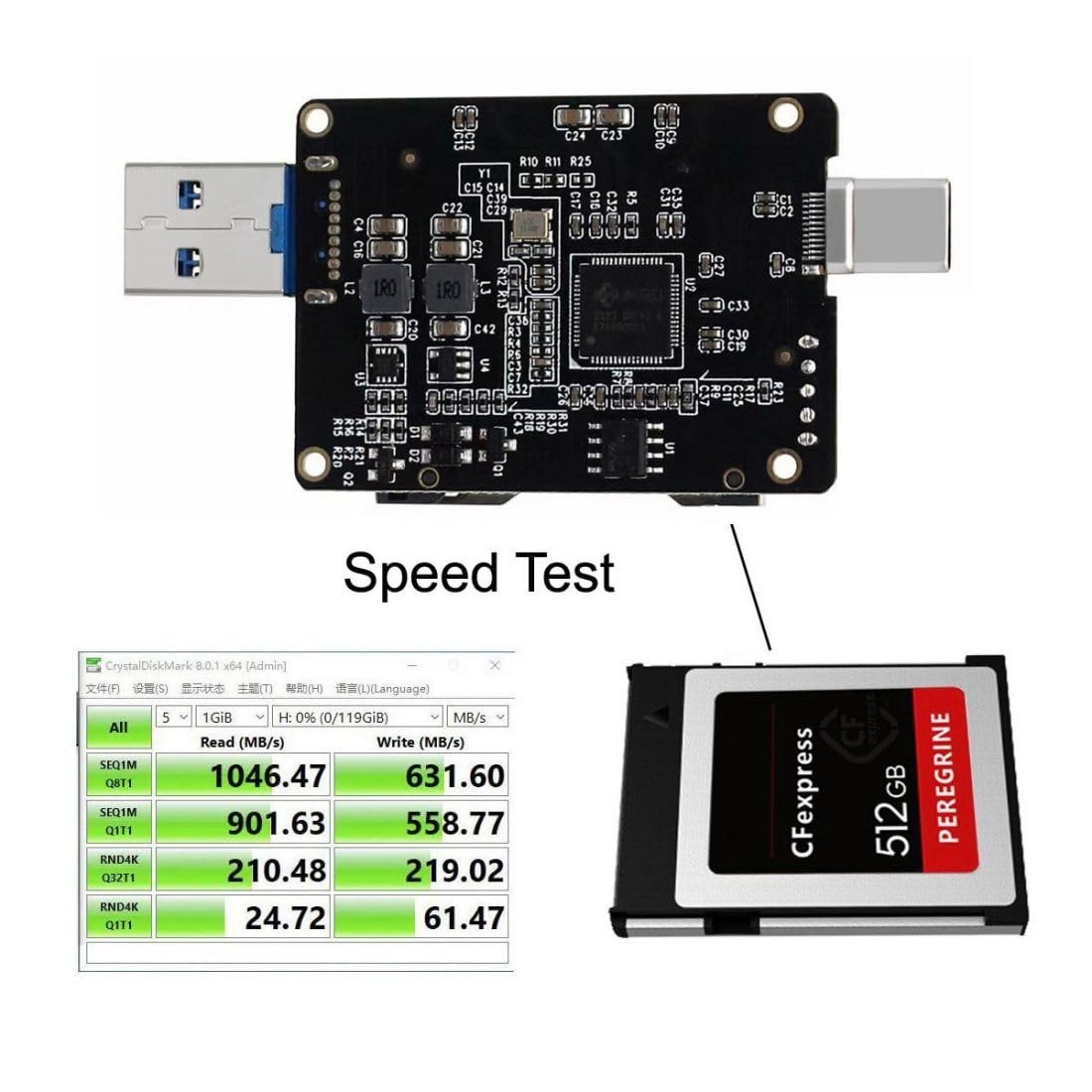USB 3.1 Gen 2 CF Express Type B Memory Card Reader Adapter