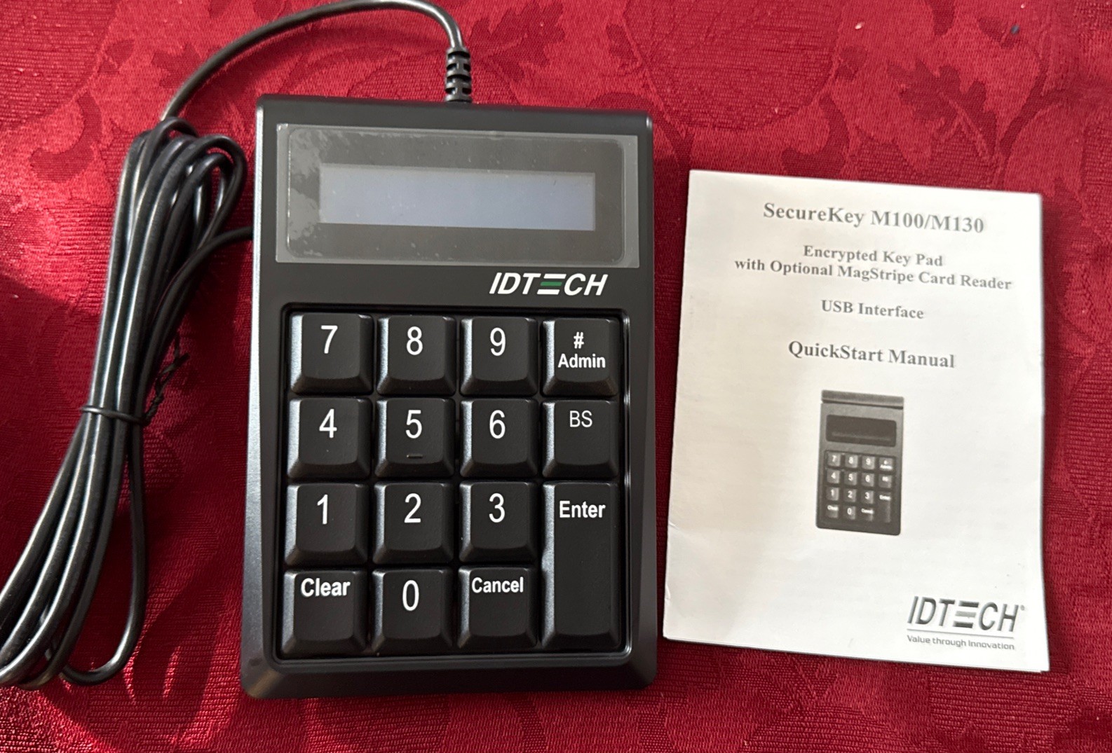 IDTECH SecureKey M100/ M130 ENCRYPTED KEY PAD IDKE-504800BM USB. NEW. NO BOX