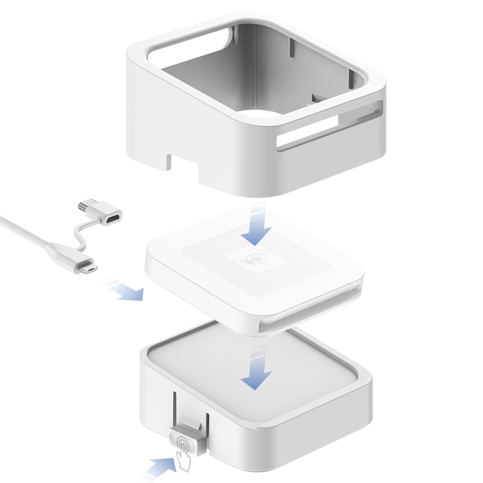 Compact Credit Card Dock for Square Reader 1st/2nd, Anti-Sleep Button, Charger I