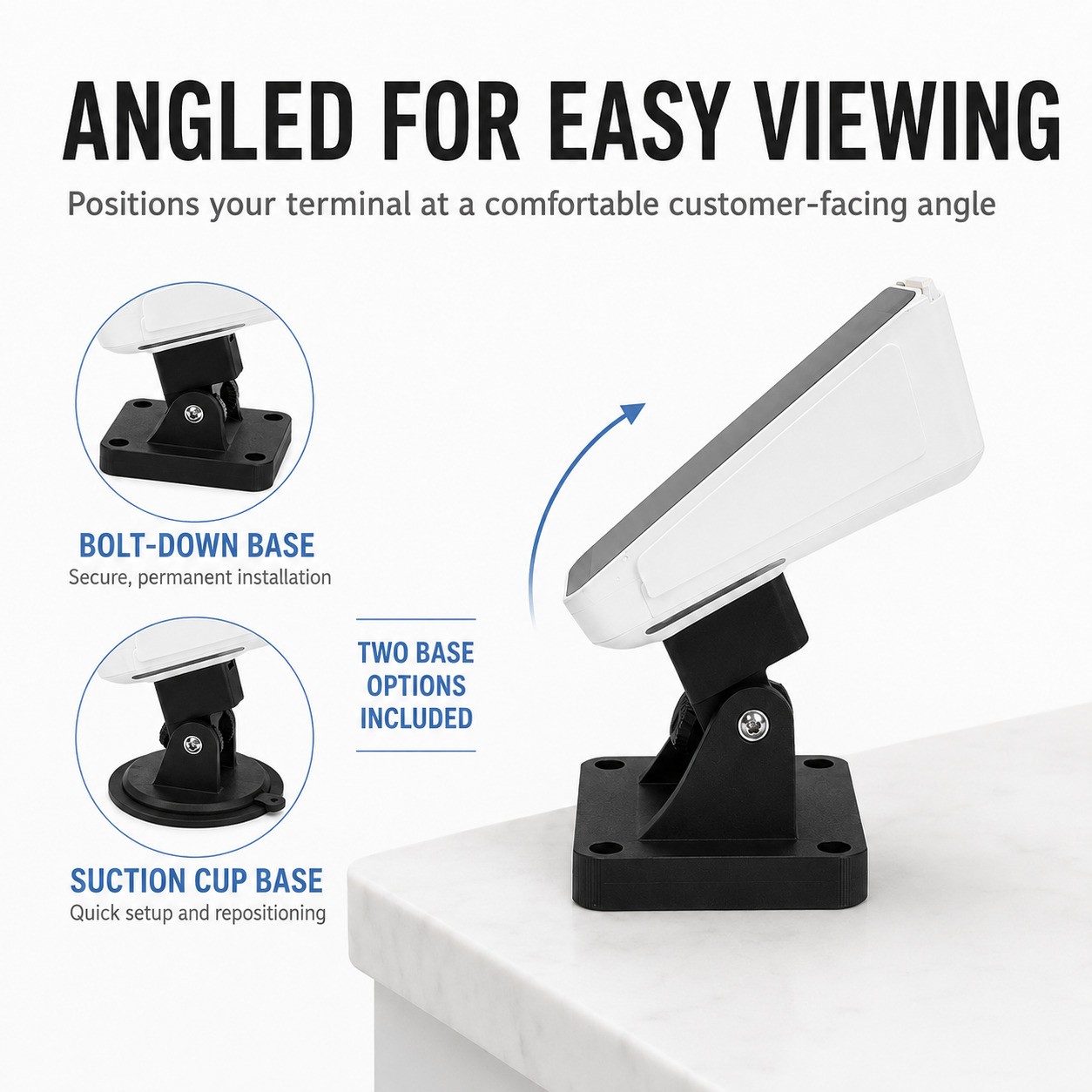 Angled Base Stand Holder for Square Terminal Mobile Credit Card Reader Suction