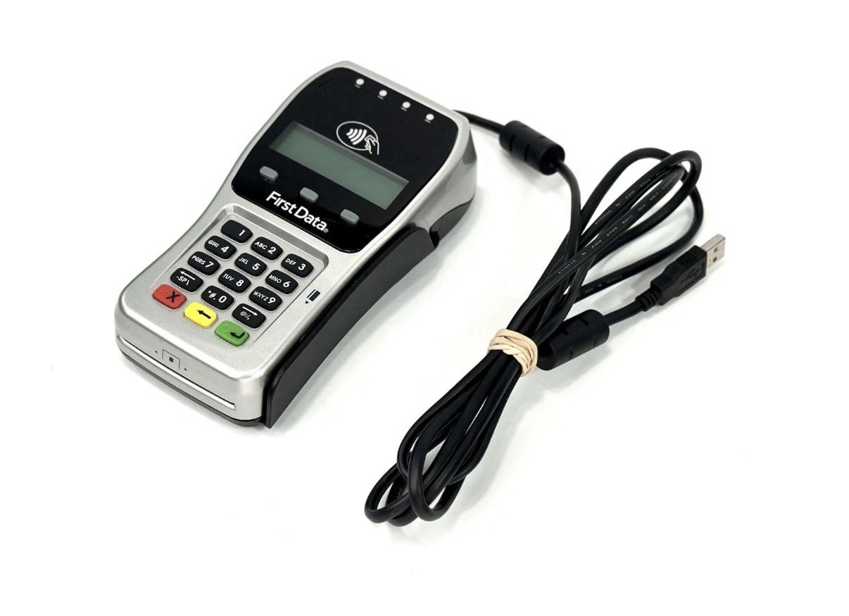 First Data FD-35 Credit Card Reader EMV NFC Pin Pad DRE3-4. TESTED / WORKING