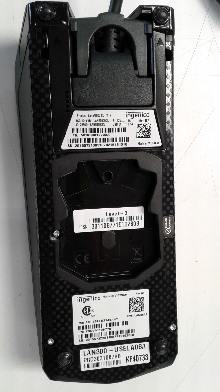 ingenico Lane/3000 Card terminal without any cables or accessories.