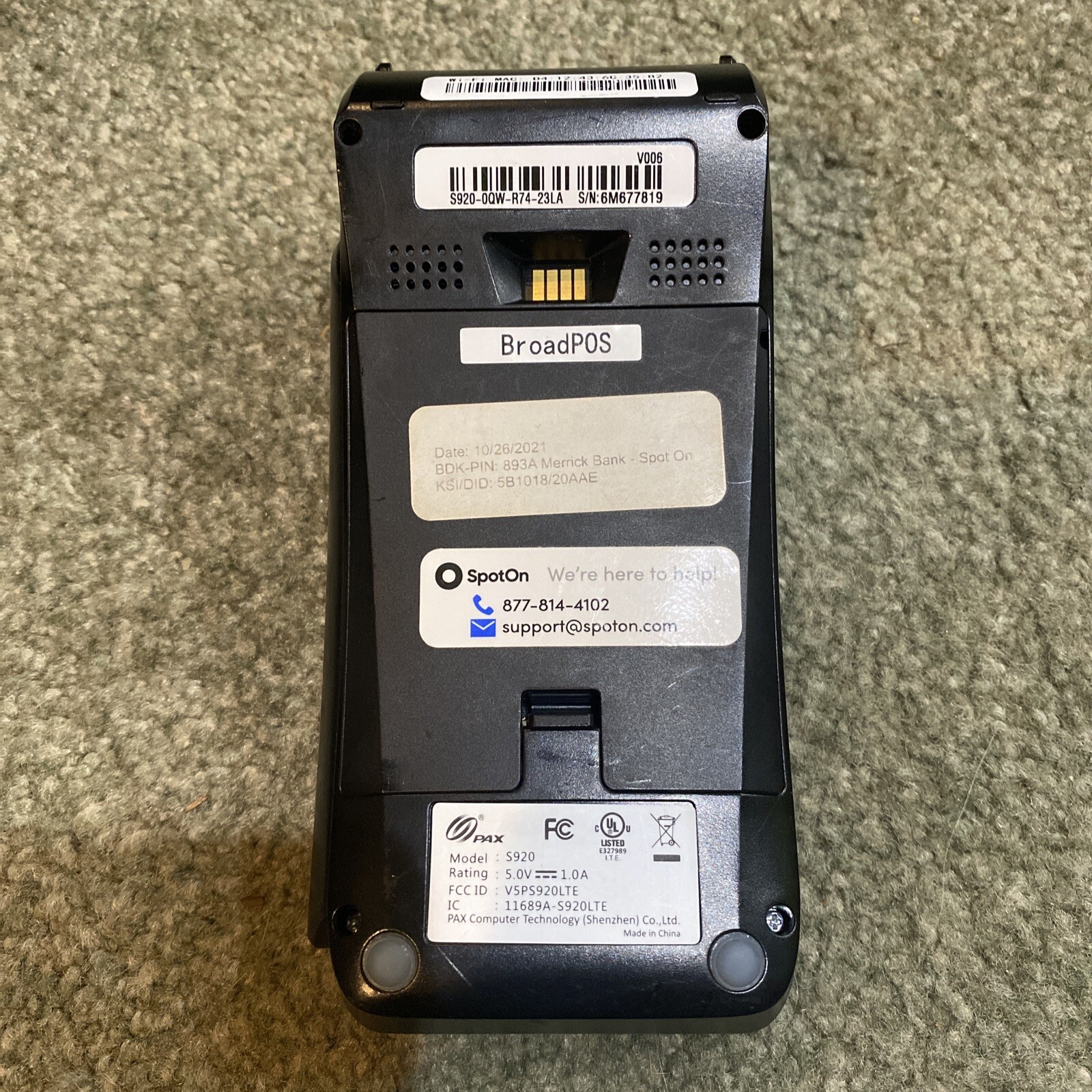 PAX S920 Mobile POS Credit Card Terminal Wireless Bluetooth Untested