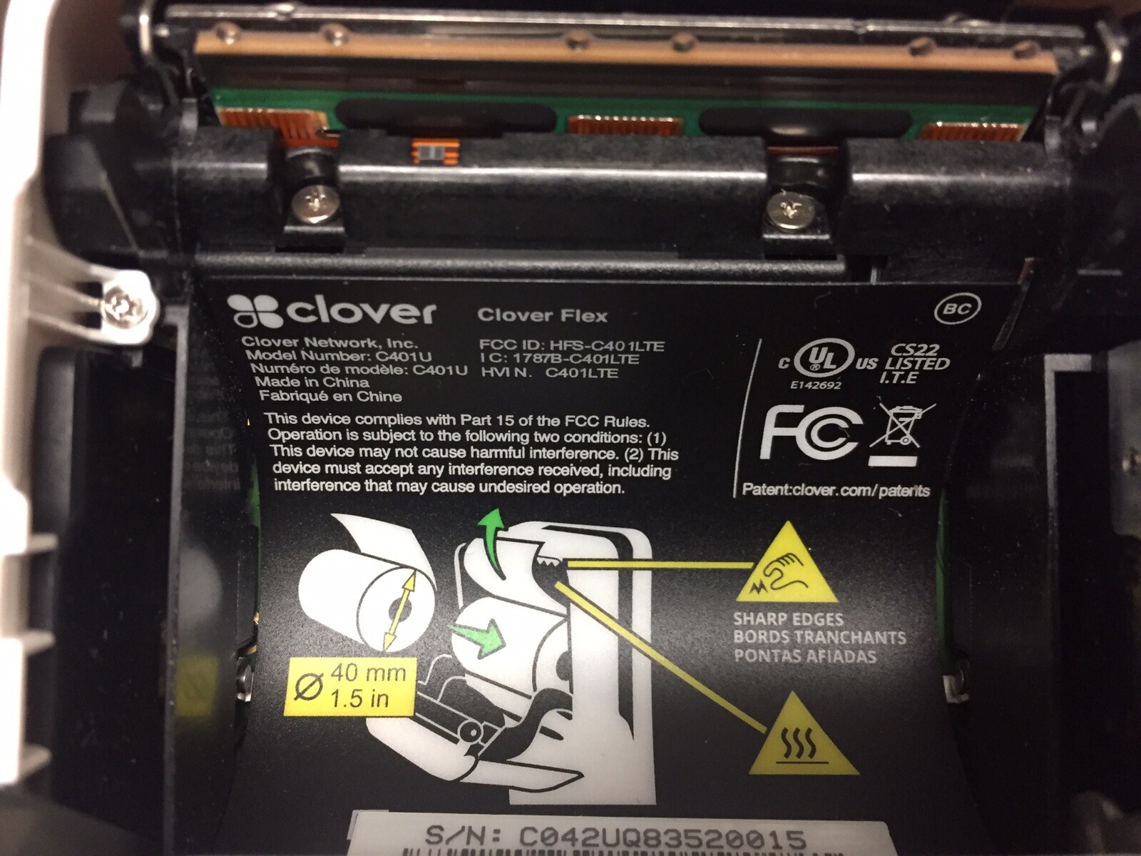 Clover Flex C401U Wireless Credit Card Processor w/ Charger