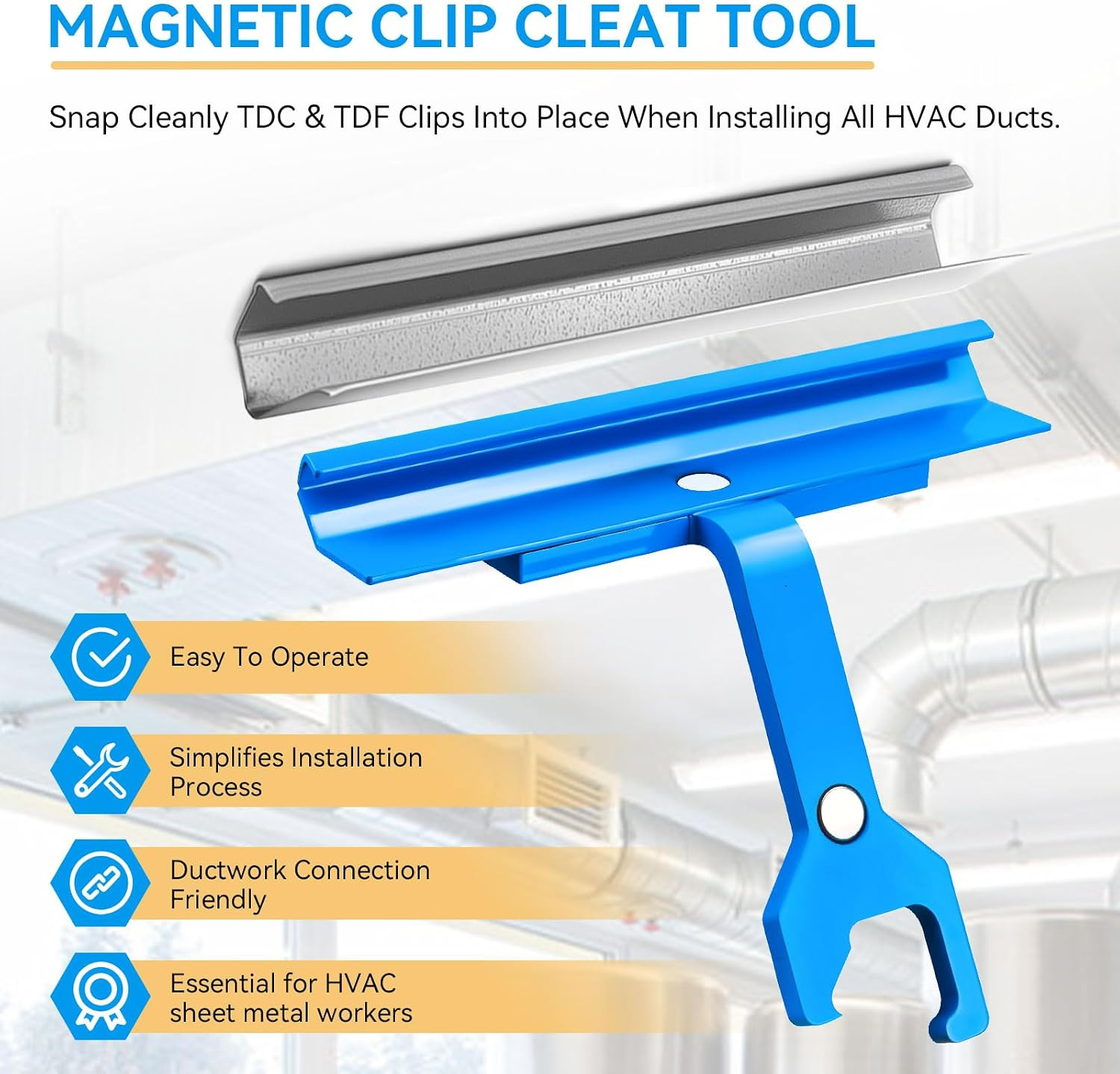 Magnetic TDC &TDF Clip, Hvac Duct Clip Cleat Tool for HVAC Ductwork | 4″ TDC Cli