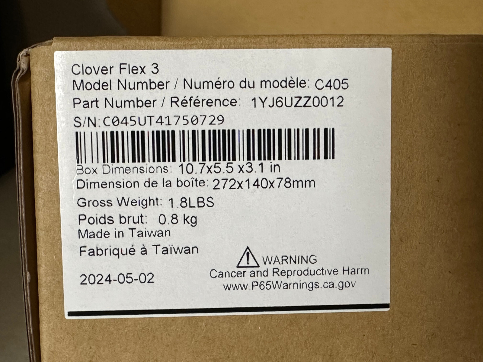 Clover Flex 3 C405 Handheld POS with Wireless Cradle (Brand New, Unused)