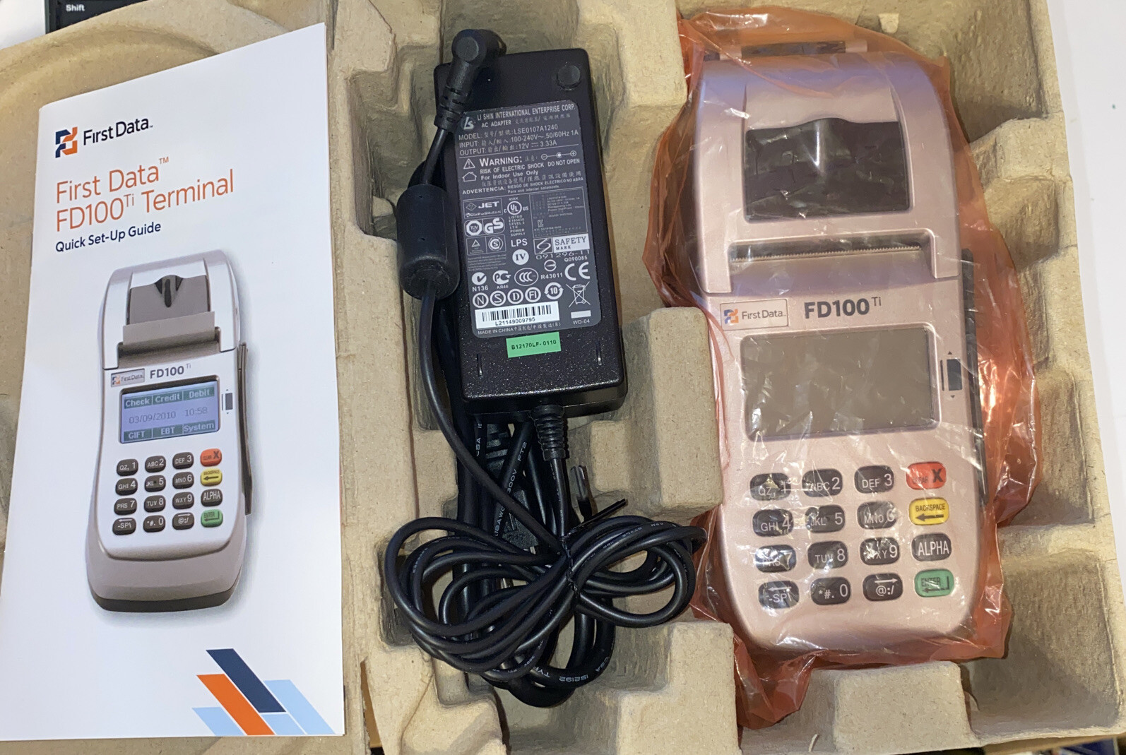First Data FD100ti Credit Card Machine & First Data Merchant Services Set-up kit