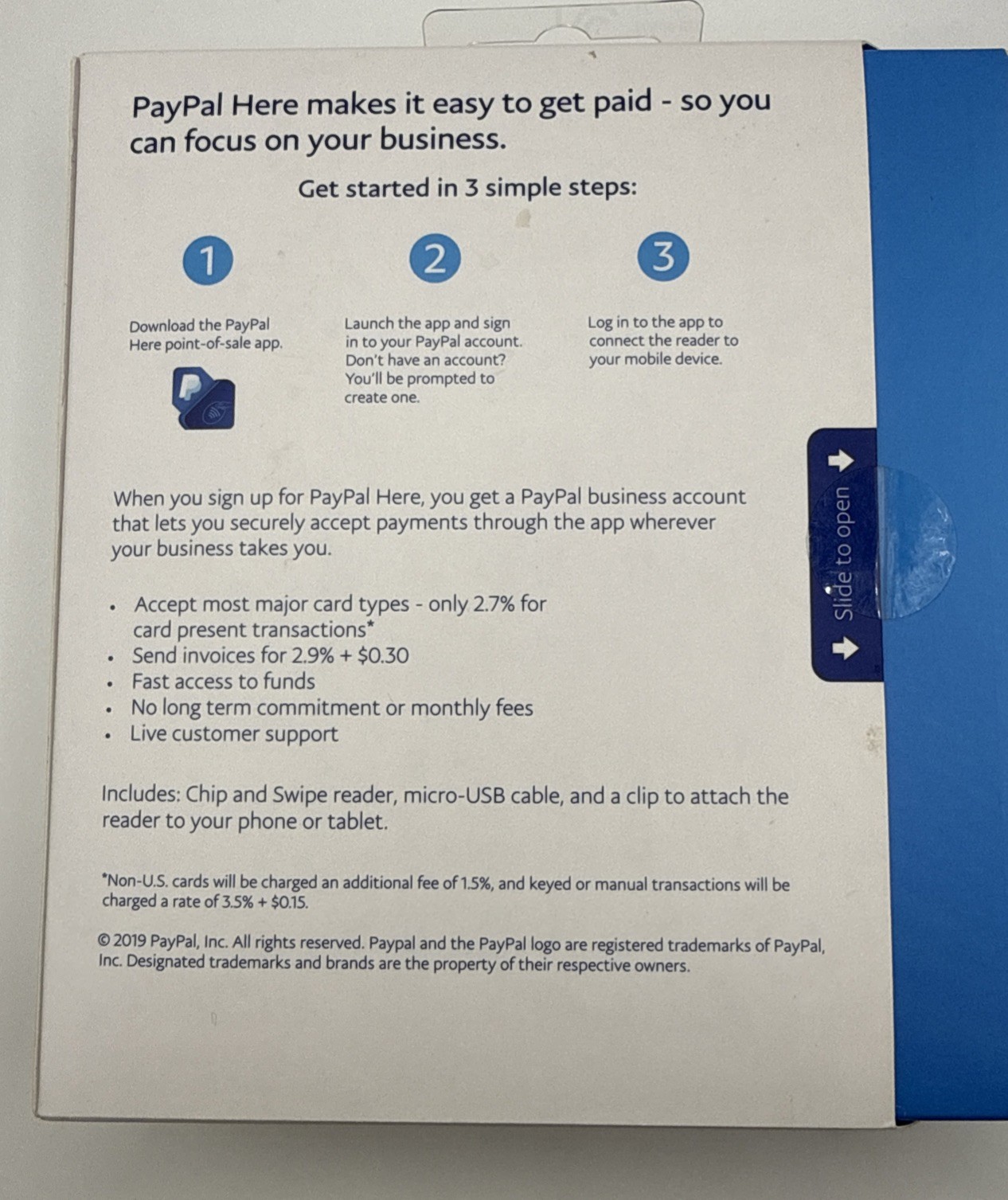 PayPal Here Chip and Swipe Reader New in Box Card Reader