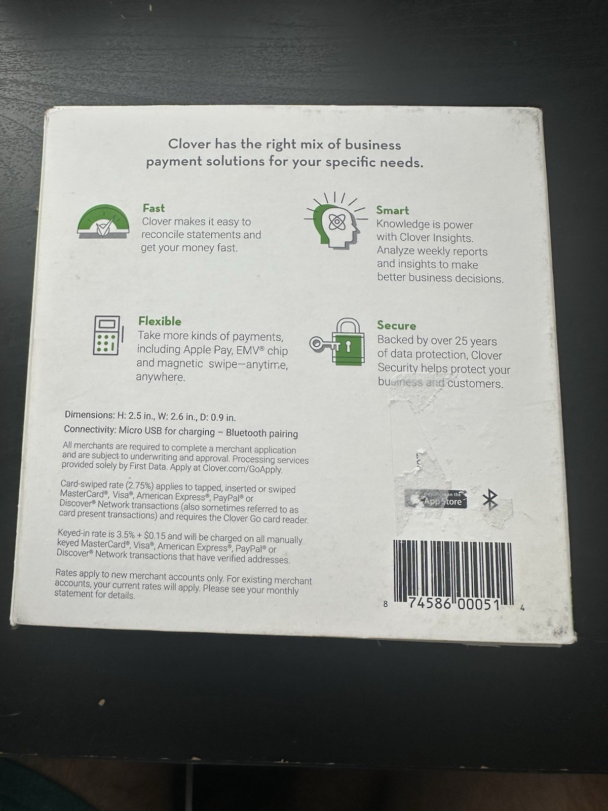 Clover RP457A Card Reader & Charging Cord