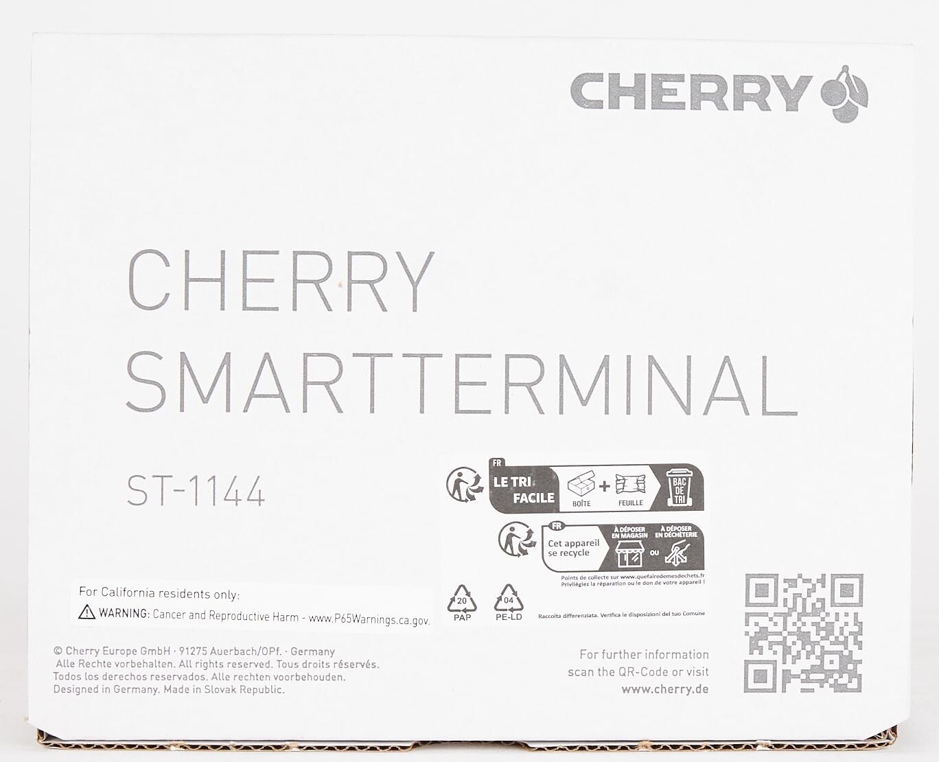 Cherry SmartTerminal ST-1144 – USB Smart Card Reader White ~NEW in the box~