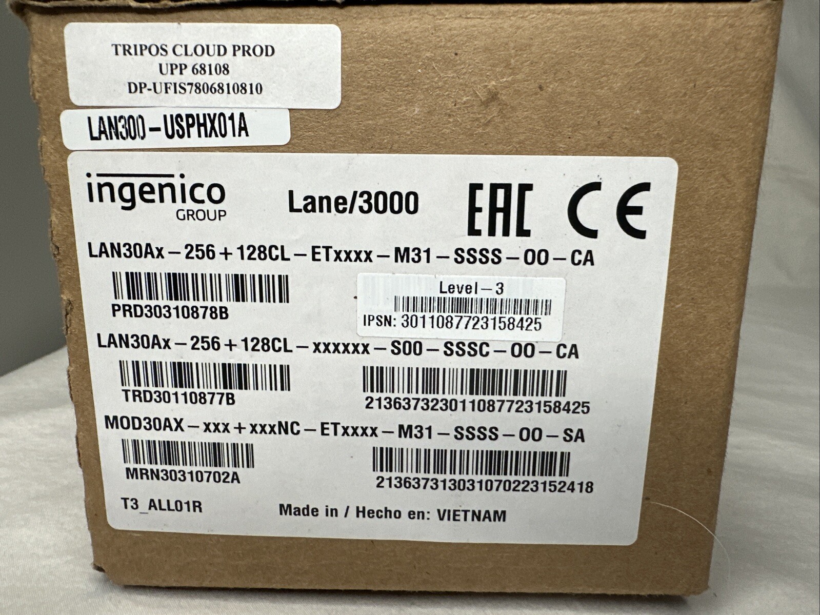 Ingenico Lane/3000 Payment Terminal Credit Card Touch POS w/charger +cable